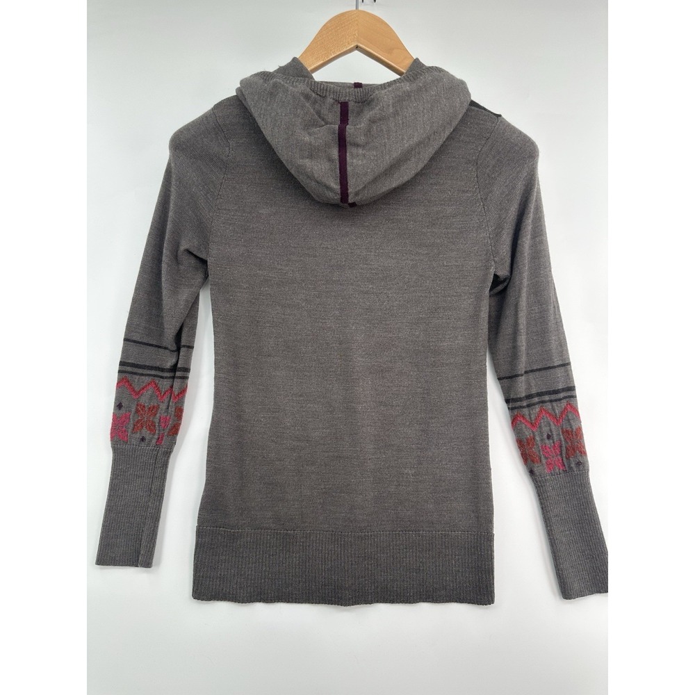 SmartWool Sweater Women's S Brown Black Hooded Half Zip Wool Pullover - Picture 3 of 8
